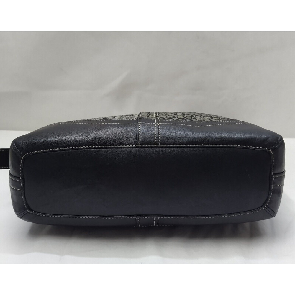 Coach Signature Mini C Black Canvas Leather Trim Zipper Hobo Shoulder Bag - Picture 6 of 16